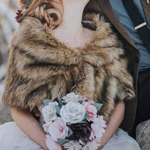 Faux Fur Wrap Bridal Cape